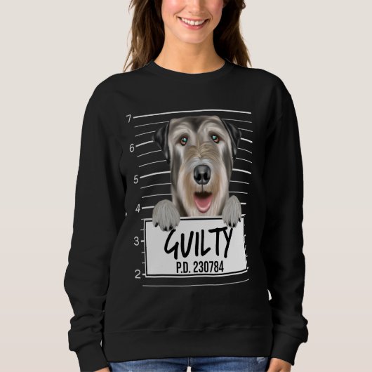 Irischer Wolfshund Mugshot Schuldiger Hund Sweatshirt (Vorderseite)