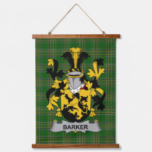 Irisches Barker-Wappen Familienwappen Wandteppich Mit Holzrahmen