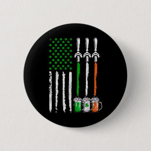 Irisches Bier Irland Amerikanische Flagge St. Patr Button