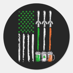 Irisches Bier Irland Amerikanische Flagge St Patri Runder Aufkleber