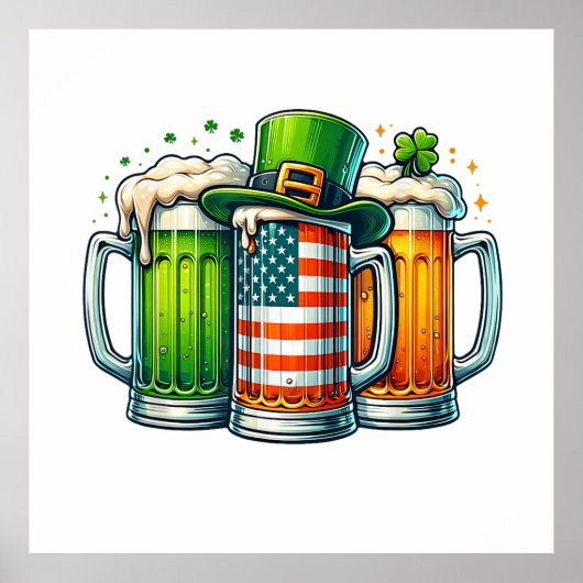 Irisches Bier Irland St Patricks Day Trinkparty Poster (Vorne)