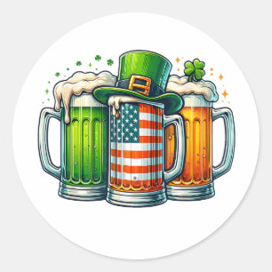 Irisches Bier Irland St Patricks Day Trinkparty Runder Aufkleber