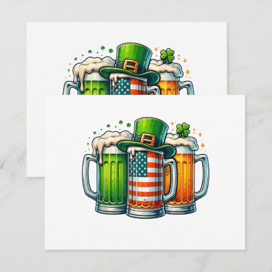 Irisches Bier Irland St. Patricks Tag Trinkparty Einladung (Vorne/Hinten)