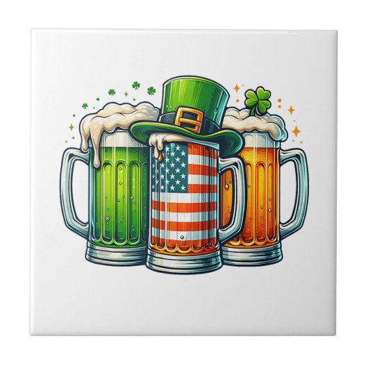 Irisches Bier Irland St. Patricks-Tag Trinkparty Fliese (Vorderseite)