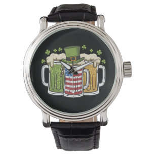 Irisches Bier Irland USA Amerikanische Flagge St.  Armbanduhr