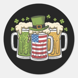 Irisches Bier Irland USA Amerikanische Flagge St.  Runder Aufkleber