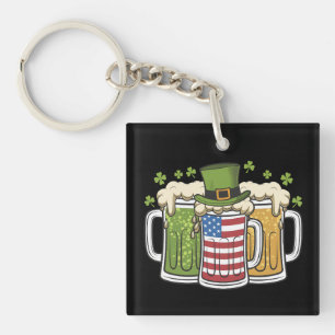 Irisches Bier Irland USA Amerikanische Flagge St.  Schlüsselanhänger