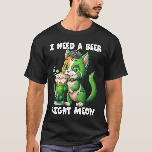 IRISCHES BIERKATZE ST. PATRICKSTAG TRINKENDE KATZE T-Shirt (Vorderseite)