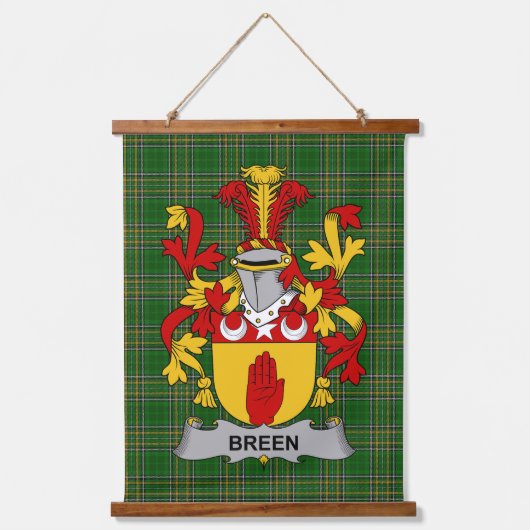 Irisches Breen oder O_Breen Wappen Familienwappen Wandteppich Mit Holzrahmen (Vorderseite)