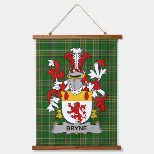 Irisches Bryne oder Brinn Wappen Familienwappen Wandteppich Mit Holzrahmen