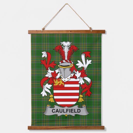 Irisches Caulfield oder Gaffney Wappen Familienwap Wandteppich Mit Holzrahmen (Vorderseite)