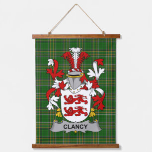 Irisches Clancy oder McClancy Wappen Familienwappe Wandteppich Mit Holzrahmen