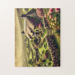 Irisches Cottage-Puzzle, Vintage-Landschaftsszene Puzzle