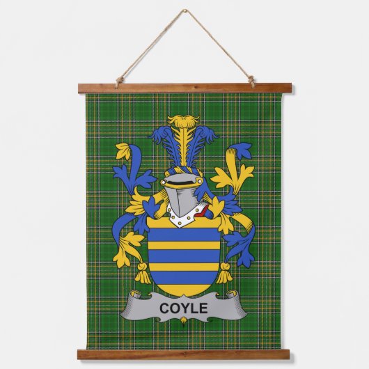 Irisches Coyle oder McCoyle Wappen Familienwappen Wandteppich Mit Holzrahmen (Vorderseite)