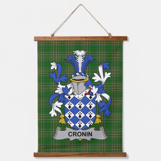 Irisches Cronin oder O_Cronin Wappen Familienwappe Wandteppich Mit Holzrahmen (Vorderseite)