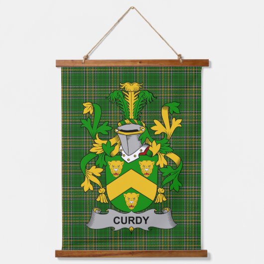 Irisches Curdy oder McCurdy Wappen Familienwappen Wandteppich Mit Holzrahmen (Vorderseite)