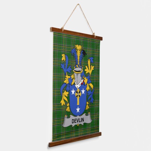 Irisches Devlin oder O_Devlin Wappen Familienwappe Wandteppich Mit Holzrahmen (Gewinkelt)
