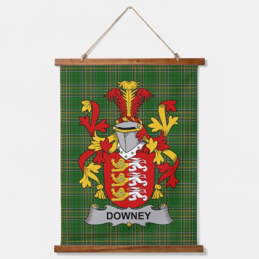 Irisches Downey oder O_Downey Wappen Familienwappe Wandteppich Mit Holzrahmen (Vorderseite)