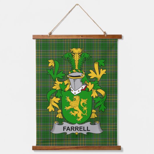 Irisches Farrell oder O_Ferrell Wappen Familienwap Wandteppich Mit Holzrahmen (Vorderseite)