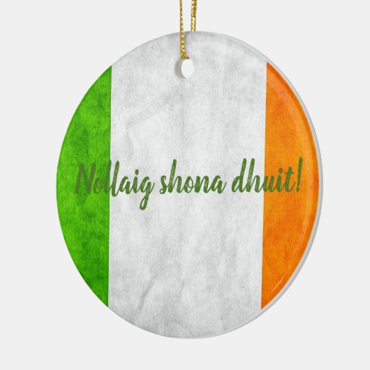 Irisches Flagge Nollaig shona dhuit! Keramik Ornament (Links)