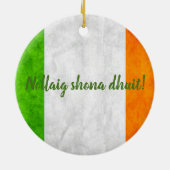 Irisches Flagge Nollaig shona dhuit! Keramik Ornament (Hinten)