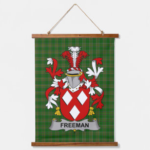 Irisches Freeman-Wappen Familienwappen Wandteppich Mit Holzrahmen