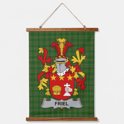 Irisches Friel oder O_Friel Wappen Familienwappen Wandteppich Mit Holzrahmen (Vorderseite)