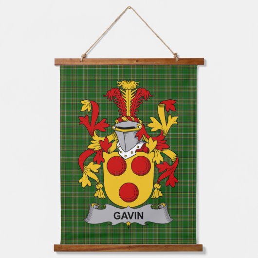 Irisches Gavin oder O_Gavan Wappen Familienwappen Wandteppich Mit Holzrahmen (Vorderseite)