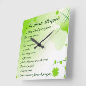 irisches Gebet, Herz und Kleeblatt Quadratische Wanduhr (Winkel)