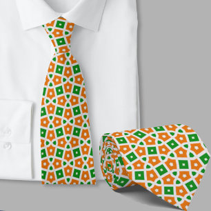 Irisches geometrisches Green und Orange Muster Krawatte