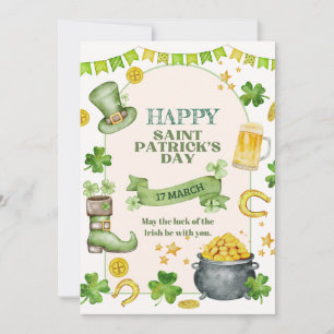 Irisches Glück, Kleeblätter & Goldtopf St. Patrick Feiertagskarte
