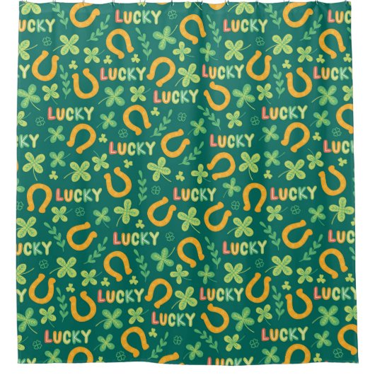 Irisches GLÜCKLICHES grünes Muster Duschvorhang (Vorderseite)