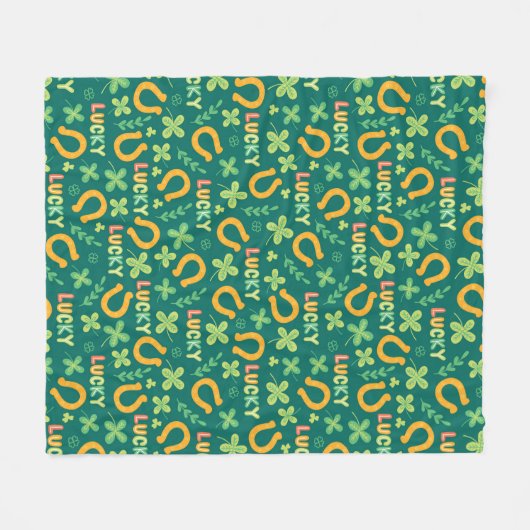 Irisches GLÜCKLICHES grünes Muster Fleecedecke (Vorderseite (Horizontal))