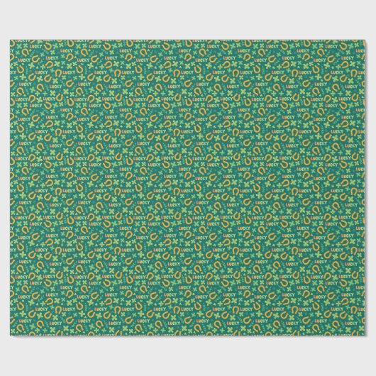 Irisches GLÜCKLICHES grünes Muster Geschenkpapier (Flach)