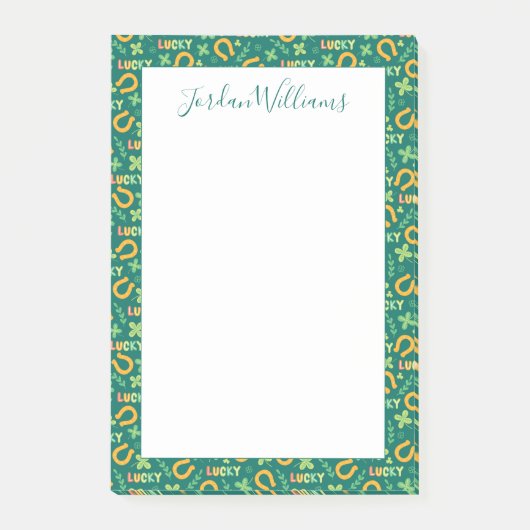 Irisches GLÜCKLICHES grünes Muster Post-it Klebezettel (Vorderseite)