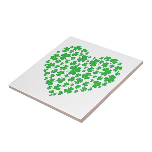 Irisches grünes Kleeblatt-Herz Fliese (Seite)