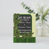 Irisches grünes Kleeblatt Save the Date Ankündigungspostkarte (Stehend Vorderseite)