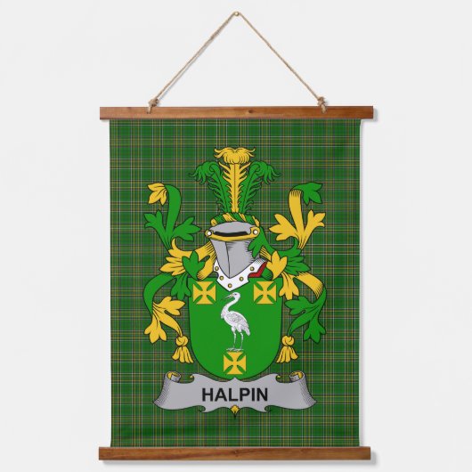 Irisches Halpin oder O_Halpin Wappen Familienwappe Wandteppich Mit Holzrahmen (Vorderseite)