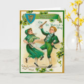 Irisches Jungen- und Mädchentanzen an St Patrick Karte (Gelbe Blume)