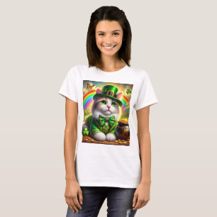 Irisches Katzen Leprechaun Katzenliebhaber T-Shirt