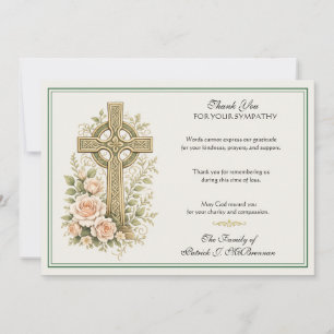 Irisches keltisches Kreuz Gedenk Schrift Dankeschö Dankeskarte