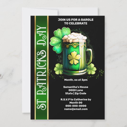 Irisches Kleeblatt am grünen Paddy's Day Einladung (Vorderseite)