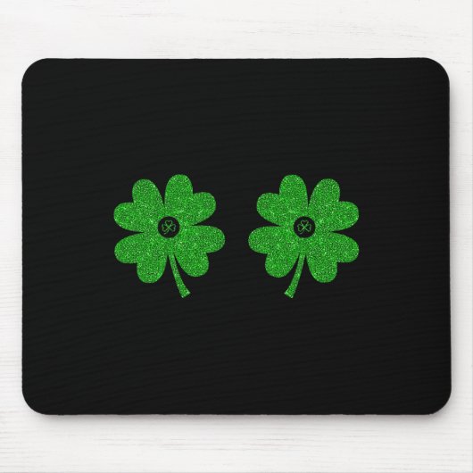 Irisches Kleeblatt Brust Heiliger Lustiger Irische Mousepad (Vorne)