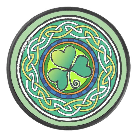 irisches Kleeblatt Eishockey Puck (Vorderseite)