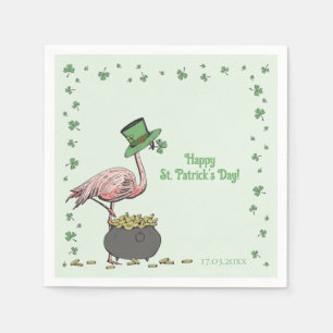 Irisches Kleeblatt Flamingo St. Patrick’s Day Part Serviette