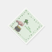 Irisches Kleeblatt Flamingo St. Patrick’s Day Part Serviette (Ecke)