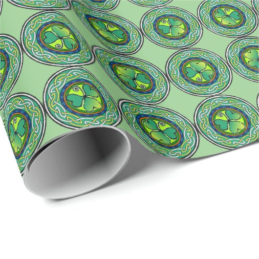 irisches Kleeblatt Geschenkpapier (Rolleneckpunkt)