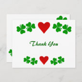 Irisches Kleeblatt Grenze mit rotem Herzen Danke Postkarte (Vorne/Hinten)