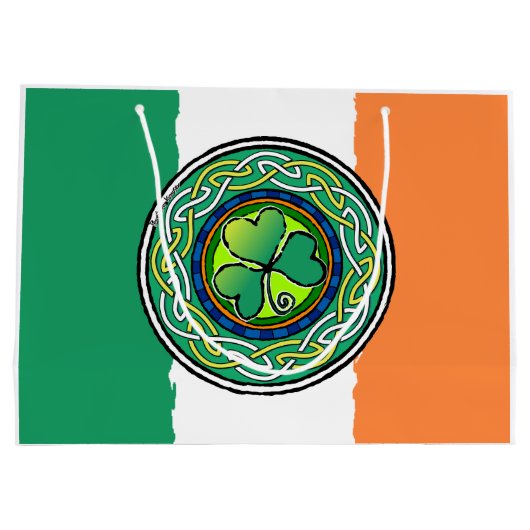 irisches Kleeblatt Große Geschenktüte (Rückseite)