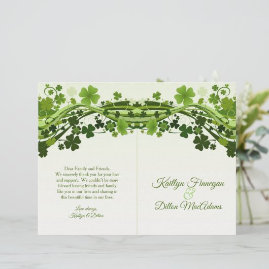 irisches Kleeblatt, Hochzeitsprogramm für Wirbel (Stehend Vorderseite)